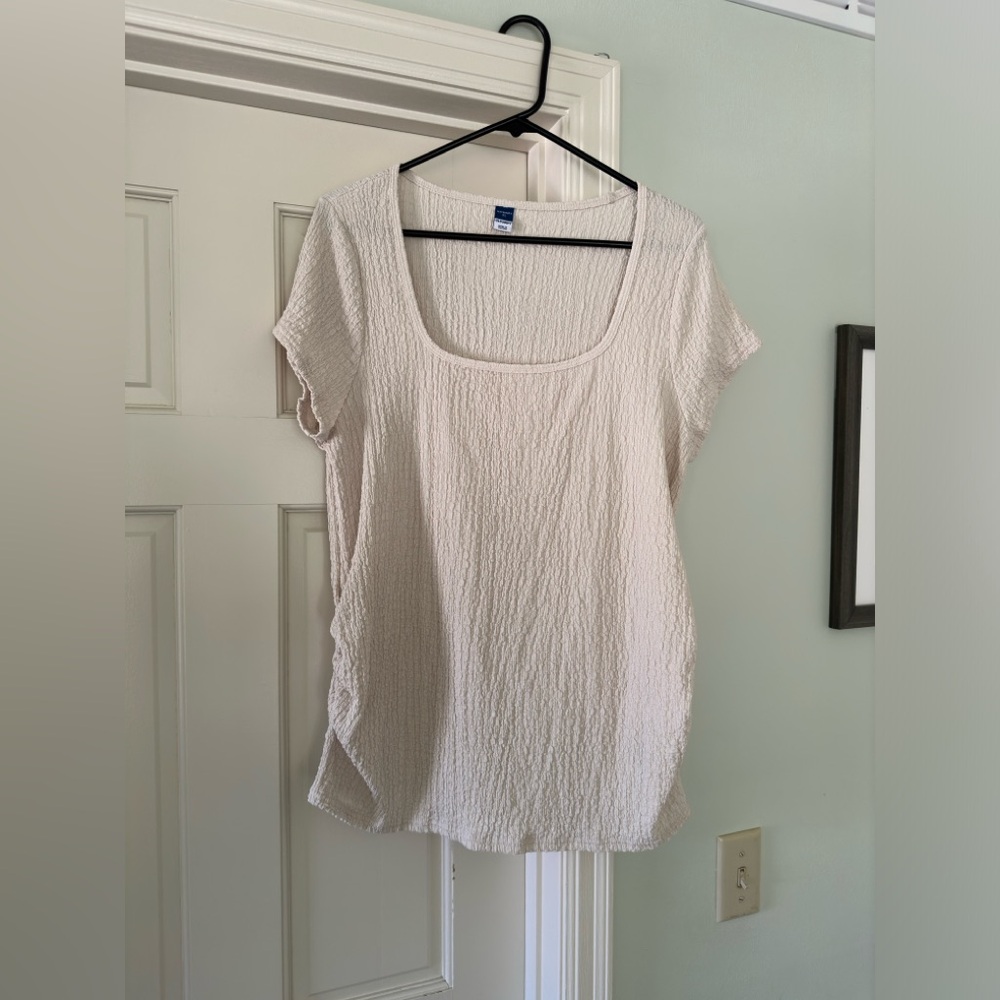 Old Navy Gauze Crinkle Short Sleeve Top, Wish Bone, XL
